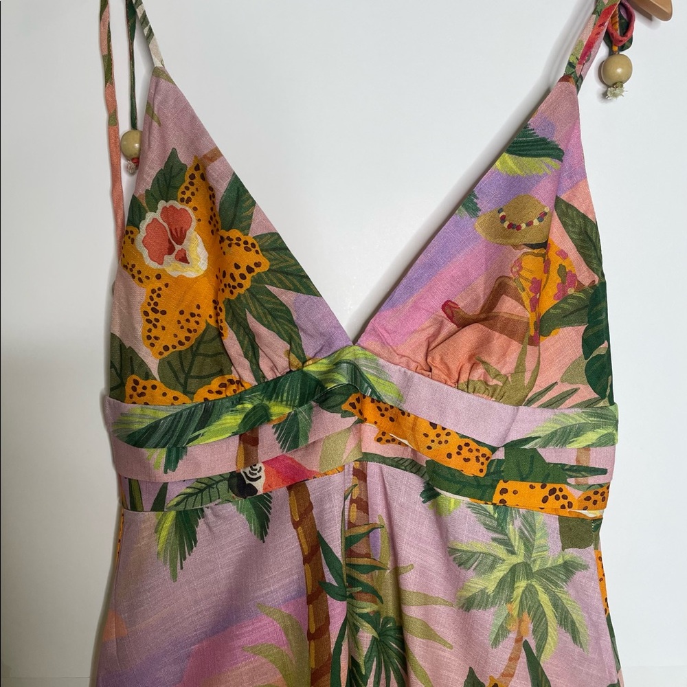 NEW Farm Rio Pink and Purple Tropical Print Midi Dress, Medium M.